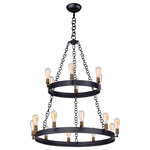 Maxim Lighting - Noble 16-Light Chandelier - As stately as its name, these heavy weight rings finished in Black support cast Natural Aged Brass sockets.  Handmade round ring chain is used that adds to the authenticity of this antique reproduction.