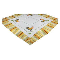 Xia Home Fashions - Rooster 36"x36" Table Topper - Tablecloths
