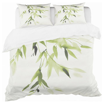 Simplist Bamboo Leaves I Cottage Duvet Cover Set, Twin