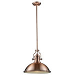 Elk Home - Chadwick 1-Light Large Pendant, Antique Copper - The Chadwick Collection Reflects The Beauty Of Hand-Turned Craftsmanship Inspired By Early 20Th Century Lighting And Antiques That Have Surpassed The Test Of Time. This Robust Collection Features Detailing Appropriate For Classic Or Transitional Decors. White Glass Compliments The Various Finish Options Including Polished Nickel, Satin Nickel, And Antique Copper. Amber Glass Enriches The Oiled Bronze Finish.