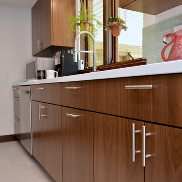 Contemporary Walnut Kitchen. Dura Supreme Cabinetry