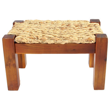 Dock water hyacinth wood stool - Natural (Set of 2)