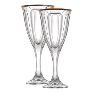 JoyJolt Windsor Collection European Crystal Red Wine Glasses with Gold Rim,  Set of 2 