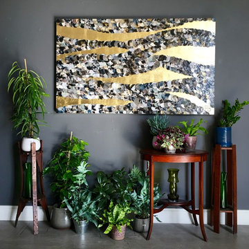 Original Mixed Media Gold and Grey Artwork (Neutral Colours)