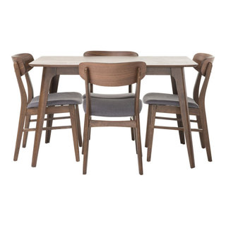 GDF Studio Williamgsburg Mid-Century Modern 5 Piece Dining Set ...