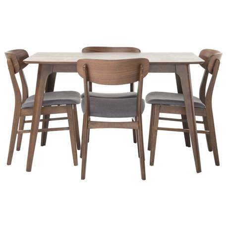 GDF Studio Williamgsburg Mid-Century Modern 5 Piece Dining Set, Dark Gray