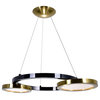 LED Chandelier With Brass & Pearl Black Finish