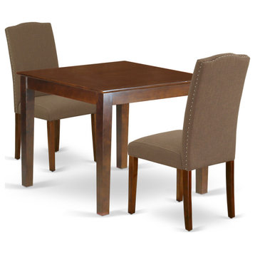 3-Piece 36" Table, 2 Parson Chair-Mahogany Leg, Dark Coffee