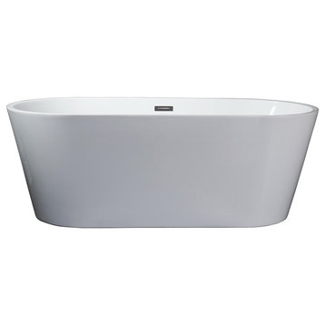 Lexora Melina 67" Freestanding Bathtub With Chrome Drain
