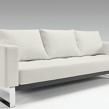 Cassius Q Deluxe White Leather Textile Sofa Bed by Innovation USA - $2090.00
