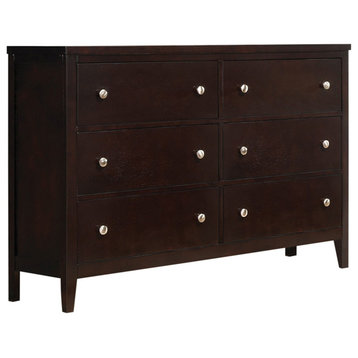 Wooden Dresser with 6 Drawers, Cappuccino