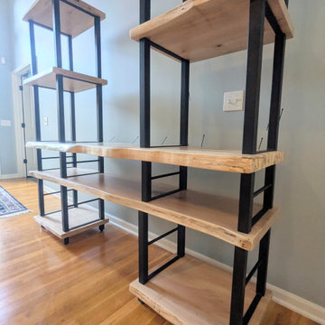 Live Edge Ambrosia Maple Shelving Unit | Custom Vinyl Record & Media Storage