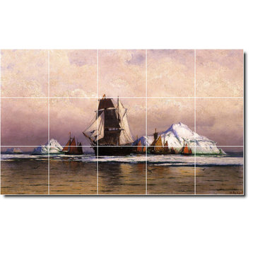 William Bradford Waterfront Painting Ceramic Tile Mural #391, 60"x36"