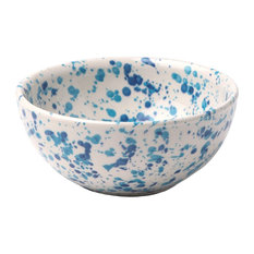 Sconset Mixed Blue Spongeware Stoneware Cereal Bowls, Set of 4