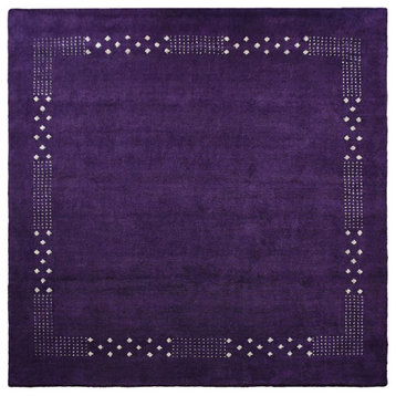 Hand Knotted Loom Silk Mix Area Rug Contemporary Purple, [Square] 8'x8'