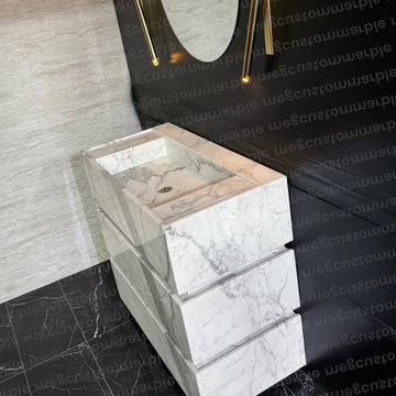 Statuary White Marble Sink Vanity Unit for Clementine