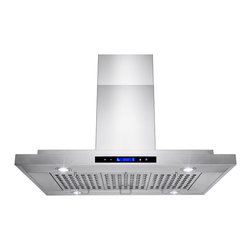 AKDY - AKDY 36" Stainless Steel Island Mount Range Hood With LED Touch Screen Display - Range Hoods And Vents