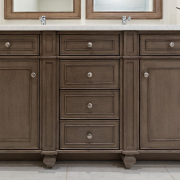 White Washed Walnut Double Bowl Vanity Cabinet
