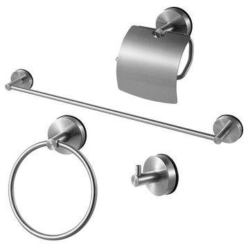 Transolid Cara 4-Piece Bathroom Accessory Kit, Brushed Stainless