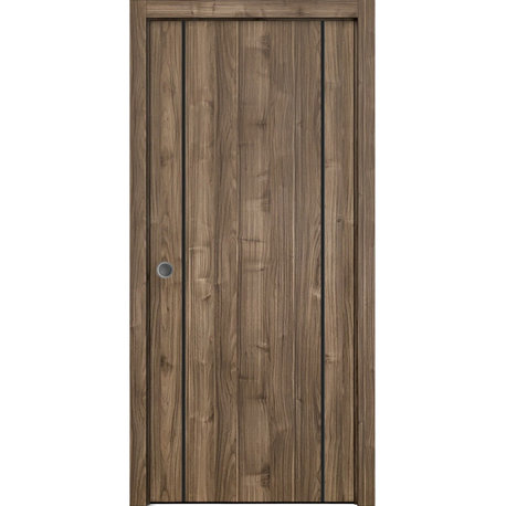 French Pocket Door 24x80 with | Planum 0016 White Silk with  | Kit Trims Rail