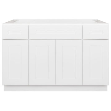 48" Vanity Sink Base Cabinet With Drawers Alpina White by LessCare