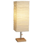 Adesso - Dune Tall Table Lamp - The serene Dune lamp has a natural wood base with satin steel accents and a collapsible crinkle paper shade. The easy-to-use light functions with a simple pull chain finished with a wood ball accent.