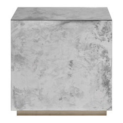 Worlds Away - Worlds Away Cubo Antique Mirror Side Table - Side Tables And End Tables