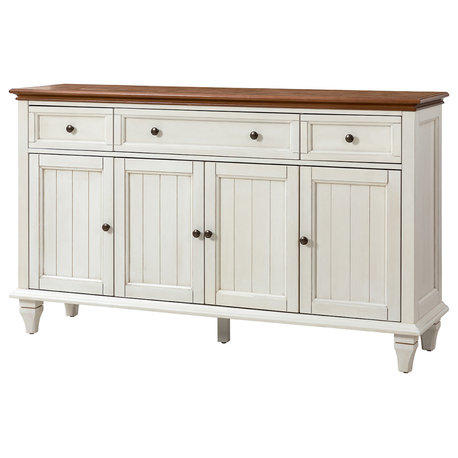 Traditional Sideboard With Storage With 3 Drawers, White