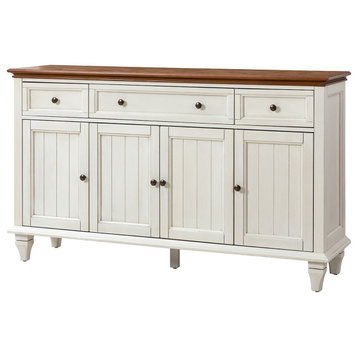 Traditional Sideboard With Storage With 3 Drawers, White