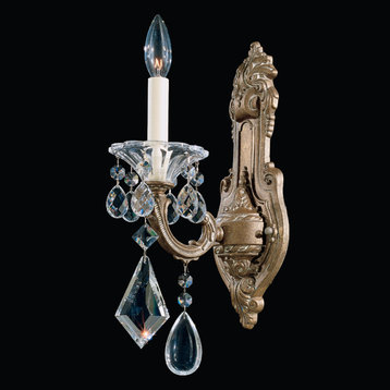 Schonbek 5069-74 1 Light Crystal Sconce, Parchment Bronze