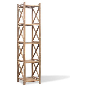 vidaXL Bamboo Shelf 5 Tiers Display Shelving Unit Rack Stand Organizer Storage