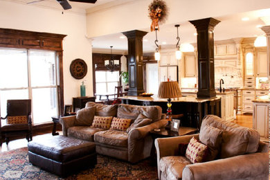 Example of an arts and crafts living room design in Other