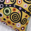 Klimt Yellow Pillow Cover Chair Soulful Tree of Life Hand Embroidered Wool 18x18