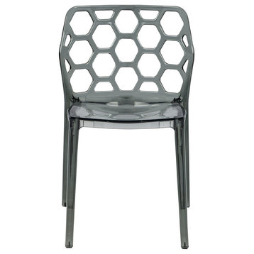 Leisuremod Dynamic HoneyComb Design Dining Chair, Transparent Black