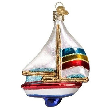 Old World Christmas Sailboat Glass Blown Ornament