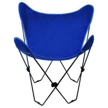 Butterfly Chair and Cover Combo With Black Frame, Blue