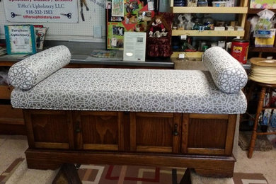 50 year old Hope Chest -repholstered with free bodice pillows