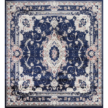 Blue Floral Medallion Transitional Turkish Rug Oriental Carpet 10x10