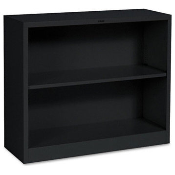 Hon Metal Bookcase, Two-Shelf, 34-1/2"X12-5/8"X29", Black