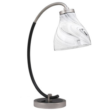 1-Light Desk Lamp, Graphite/Matte Black Finish, 6.25" Onyx Swirl Glass