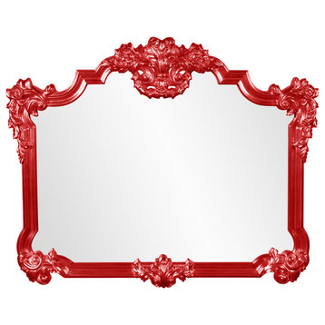 Avondale Unique Mirror Custom Painted, Ornate, 39 X 48, Glossy Red