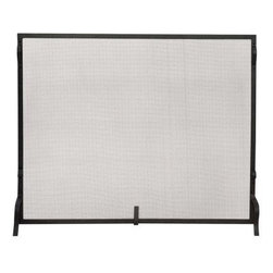 UniFlame - Black Wrought Iron Single-panel Sparkguard Fireplace Screen - Fireplace Screens