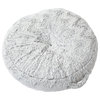 Sorra Home Faux Fur Silver Indoor Circle Tufted Floor Pillow, 24 in W x 5 in D