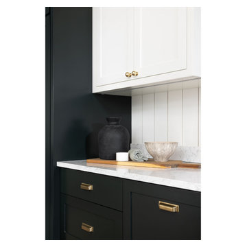 Modern White & Dark Green Kitchen Cabinets
