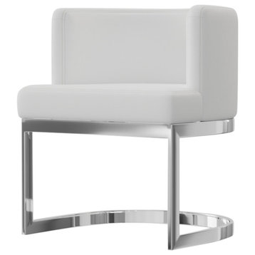 Wingback Dining chair, White Stainless Steel