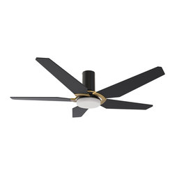 CARRO - CARRO Smart Voice Control Ceiling Fan with Dimmable LED Light and Remote, Black/Gold, 52" Flush - Ceiling Fans