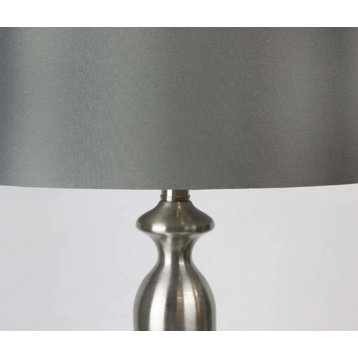 26.5" Brushed Nickel Table Lamps Gray Shade, Set of 2
