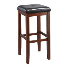 Crosley - Upholstered Square Seat Barstool, Vintage Mahogany, 29" Seat Height, Set of 2 - Bar Stools and Counter Stools