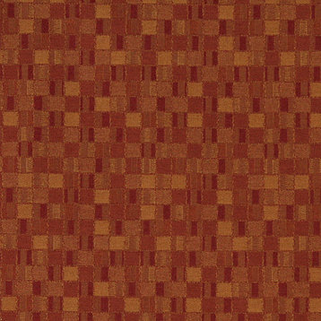 Red And Orange Geometric Boxes Contract Grade Upholstery Fabric By The Yard