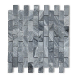 Stone Center Online - Bardiglio Gray Dark Grey Marble 1x2 Brick Subway Mosaic Tile Polished, 1 sheet - Mosaic Tile